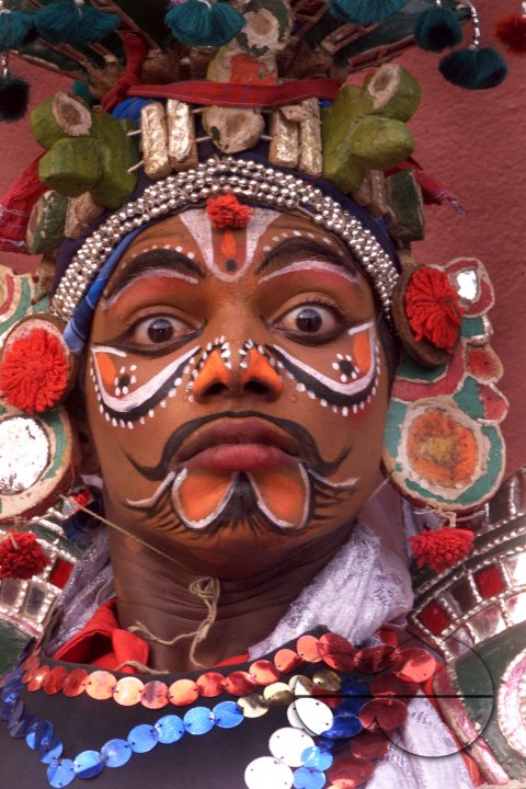 A South Indian dancer performs during a stage show at a dance festival in Kolkata, India