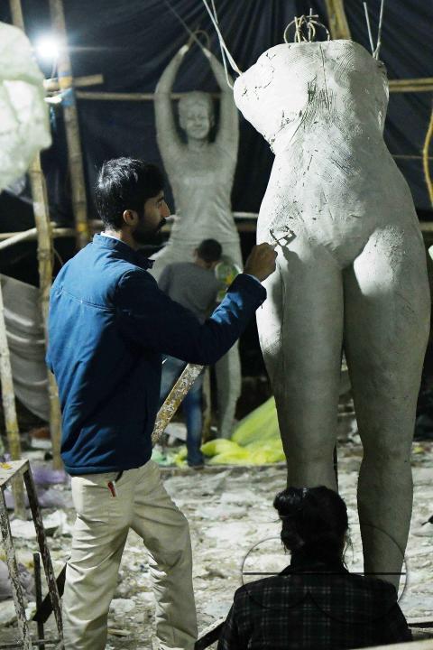 Sculptures at a Sculpture Workshop (for Varanasi) organised by Ministry of Railway (Govt of India) and the Ministry of Culture (Govt of India) in Nazrul Kala Kshetra at Agartala