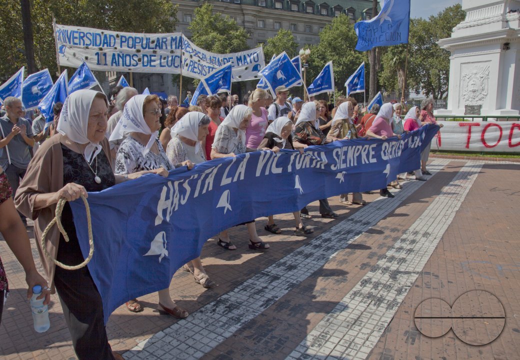 Mothers of Plaza de Mayo during weekly demonstration to establish the fate of their disappeared children and grandchildren during the Dirty War and dictatorship of 1976-1983. Buenos Aires, Argentina.