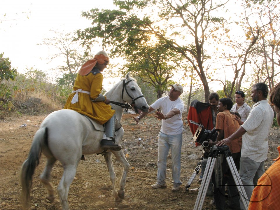 INDIA.Horse trainers in the set of Khoya Khoya Chand at Film City in Mumbai.
