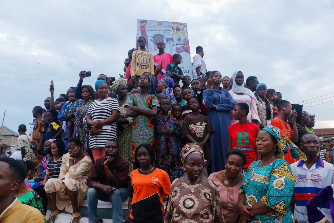 People gather to observe the Olojo Festival celebration at Ile-Ife, in Osun state