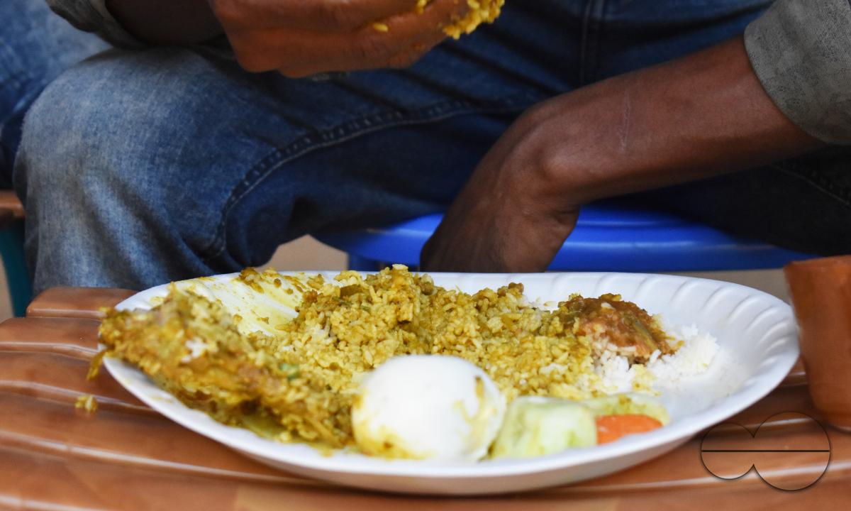A plate of food at a shop outside the Balukhali refugee camp