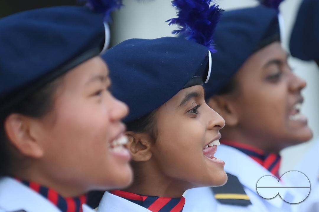 Soldiers of different platoons at the 77th Independence Day parade at the Assam Rifles ground in Agartala