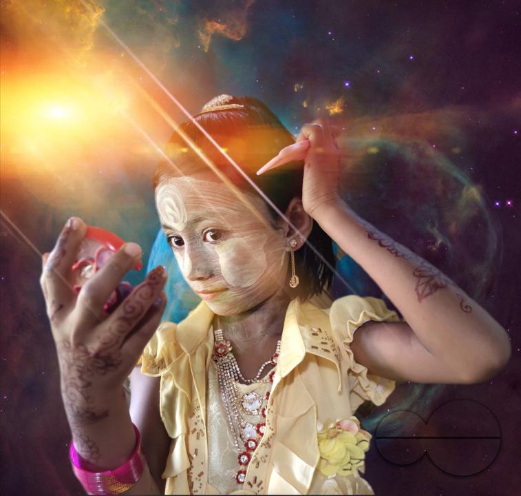 Portrait of a child dressed for a concert at the Balukhali refugee camp