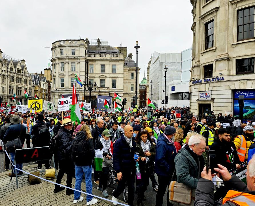 Thousands of Pro-Palestinians gathered for the Palestine Solidarity Campaign (PSC) demonstration in the capital to call for an immediate ceasefire in Gaza