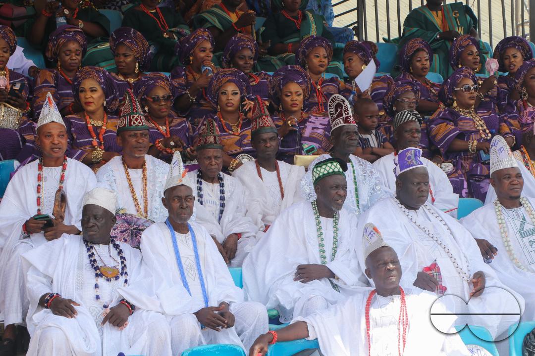 People gather to observe the Olojo Festival celebration at Ile-Ife, in Osun state