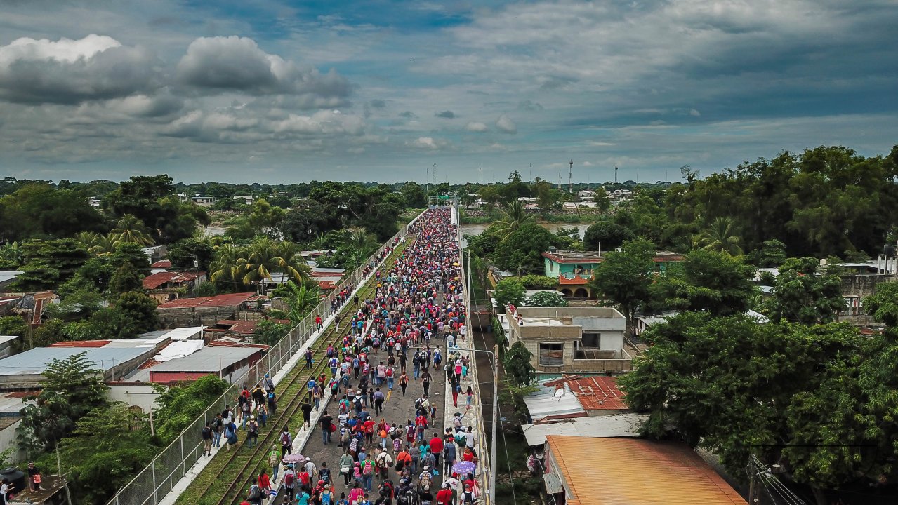 Migrant Caravan from Honduras from Above