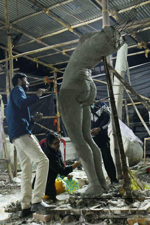 Sculptures at a Sculpture Workshop (for Varanasi) organised by Ministry of Railway (Govt of India) and the Ministry of Culture (Govt of India) in Nazrul Kala Kshetra at Agartala