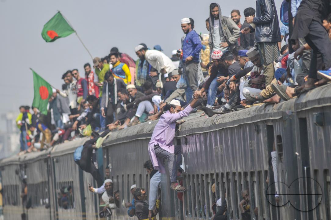 Thousands of Muslim devotees are returning home on an overcrowded train after attending the final prayer of Bishwa Ijtema 2nd phase, which is considered the world's second-largest Muslim gathering after Hajj in Mecca