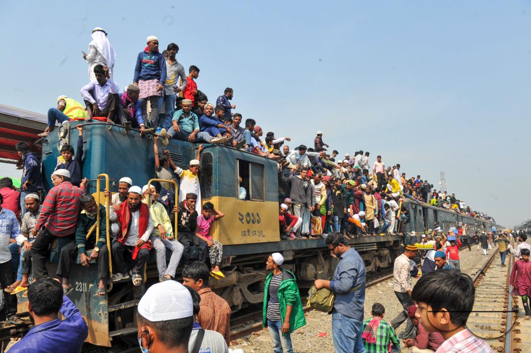 Thousands of Muslim devotees are returning home on an overcrowded train after attending the final prayer of Bishwa Ijtema 2nd phase, which is considered the world's second-largest Muslim gathering after Hajj in Mecca