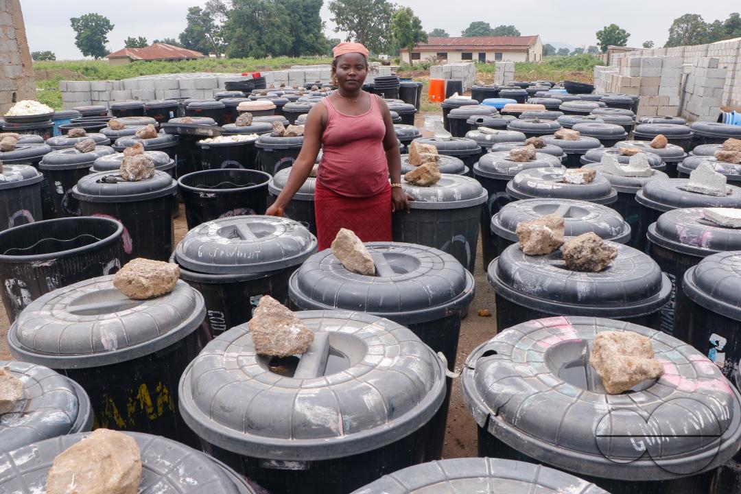Females in Abuja are struggling and making strides in a local cassava processing factory under difficult conditions to produce flour as they wash out chaff from fermented cassava