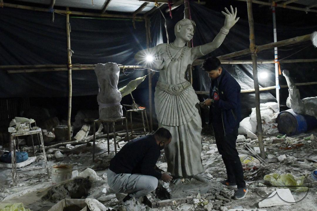 Sculptures at a Sculpture Workshop (for Varanasi) organised by Ministry of Railway (Govt of India) and the Ministry of Culture (Govt of India) in Nazrul Kala Kshetra at Agartala