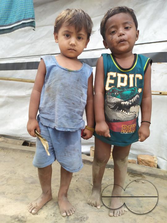 Portrait of two children at the Balukhali refugee camp