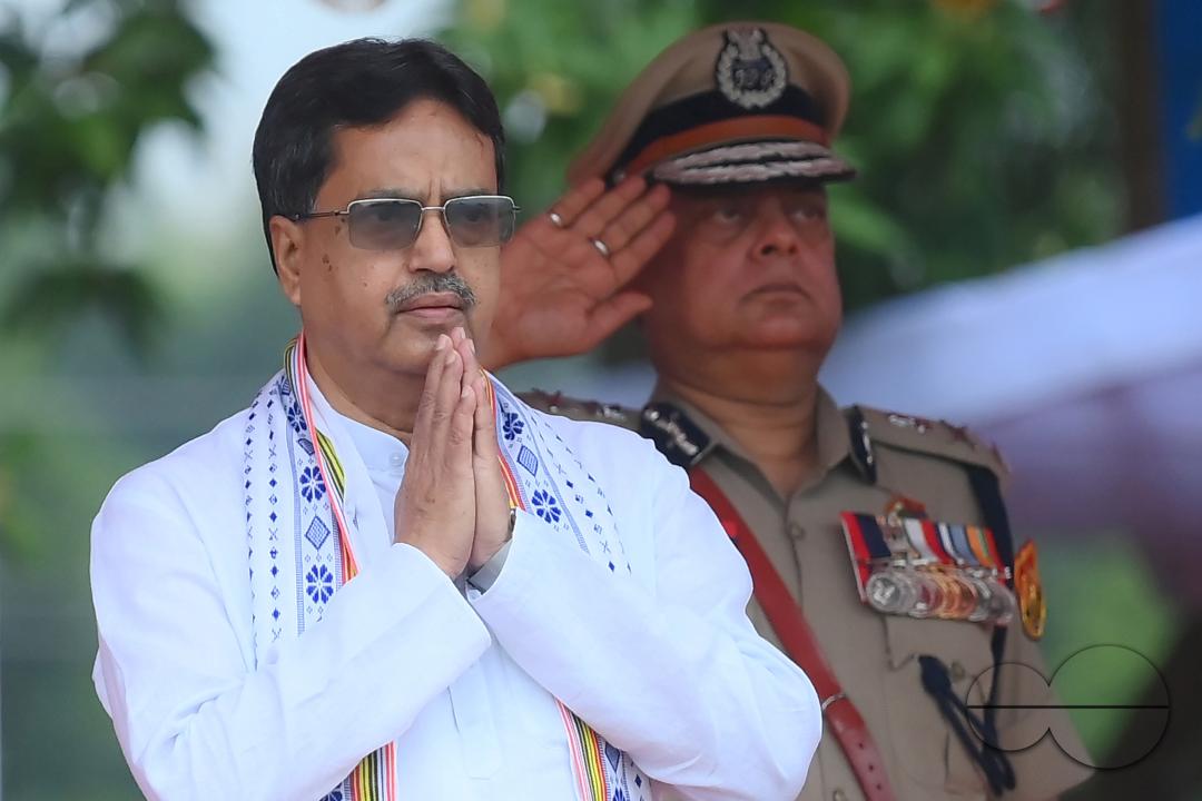 Tripura Chief Minister Manik Saha at the 77th Independence Day function at the Assam Rifles ground in Agartala