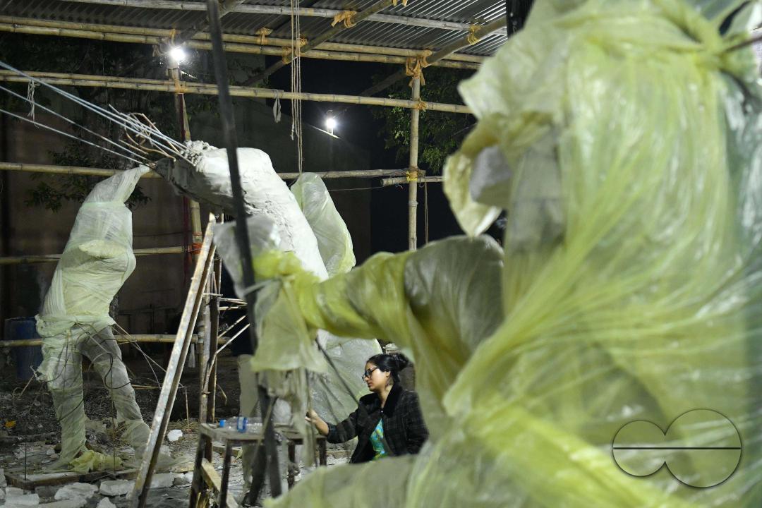 Sculptures at a Sculpture Workshop (for Varanasi) organised by Ministry of Railway (Govt of India) and the Ministry of Culture (Govt of India) in Nazrul Kala Kshetra at Agartala