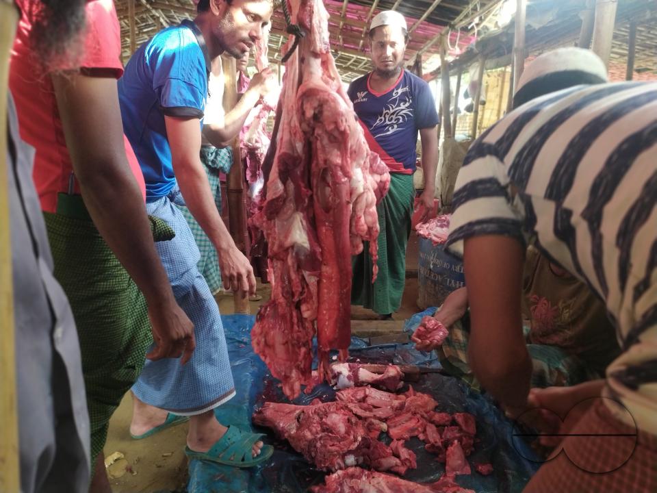 Meat stalls outside the Balukhali refugee camp