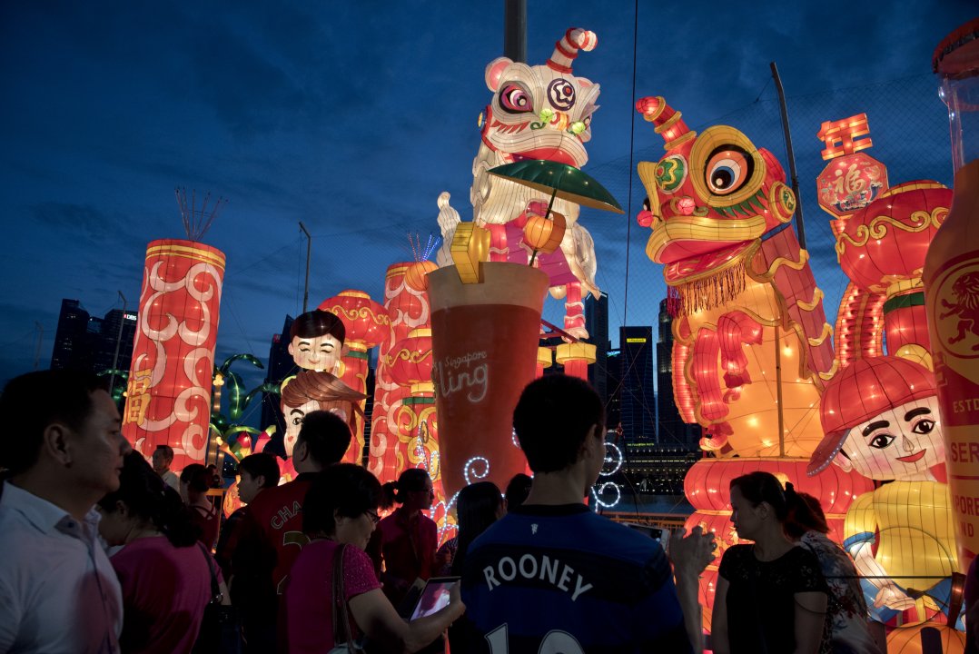 Chinese New year River Hongbao festival at the Marina Bay Floating Platform, Singapore