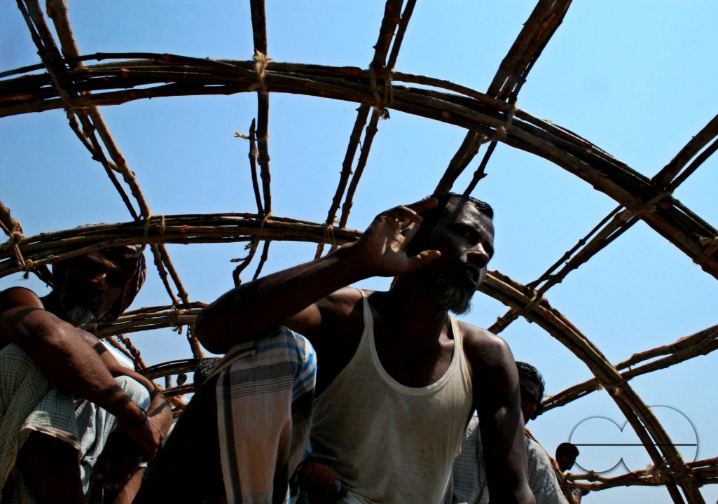 Village people on a boat. Bangladesh.