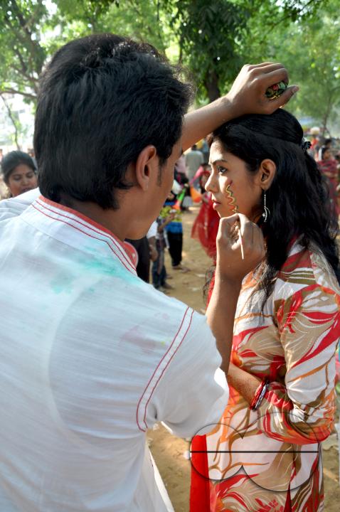 Face painting during the New year celebrations