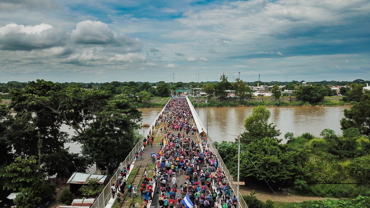 Migrant Caravan from Honduras from Above