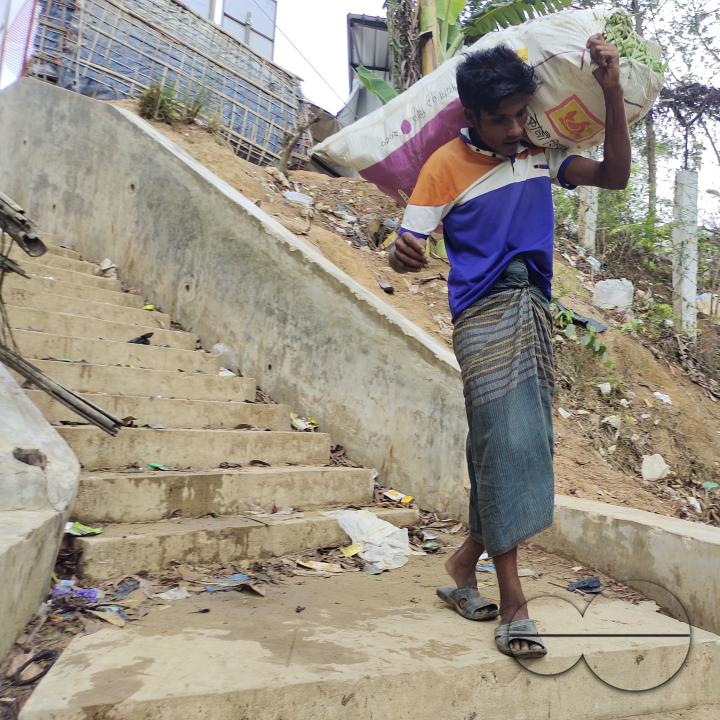 A man working at the Balukhali refugee camp