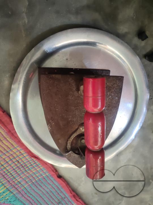 A old fashioned charcoal iron at the Balukhali refugee camp