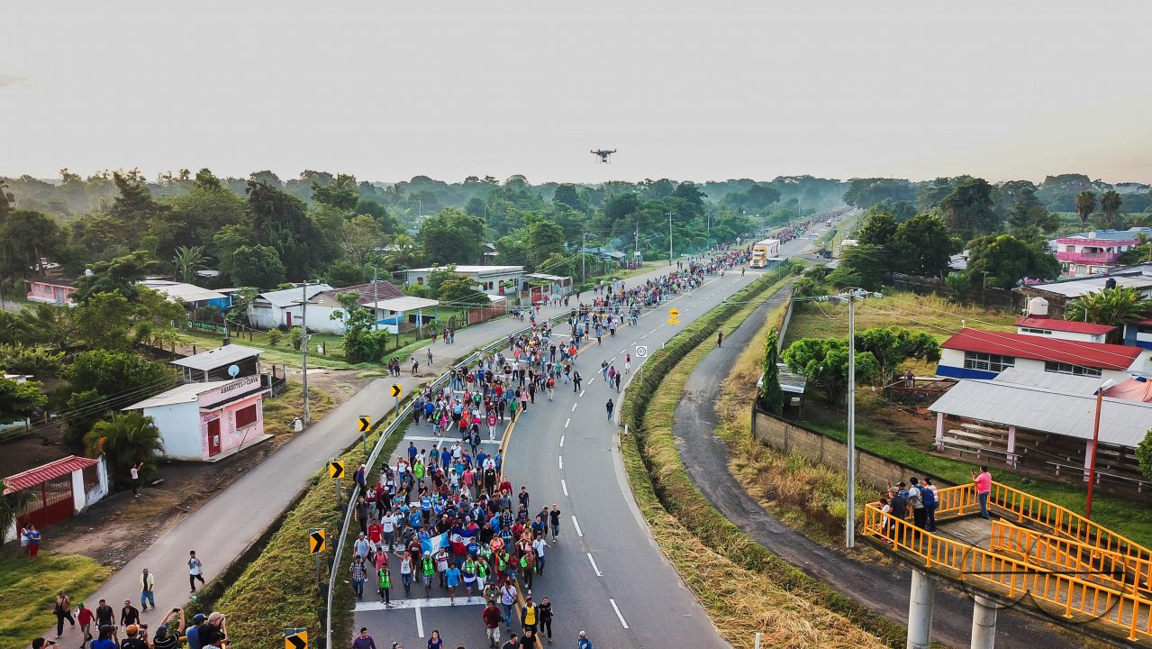 Migrant Caravan from Honduras from Above