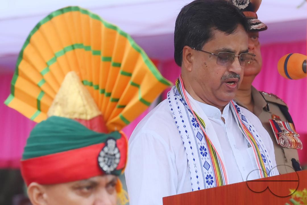 Tripura Chief Minister Manik Saha at the 77th Independence Day function at the Assam Rifles ground in Agartala
