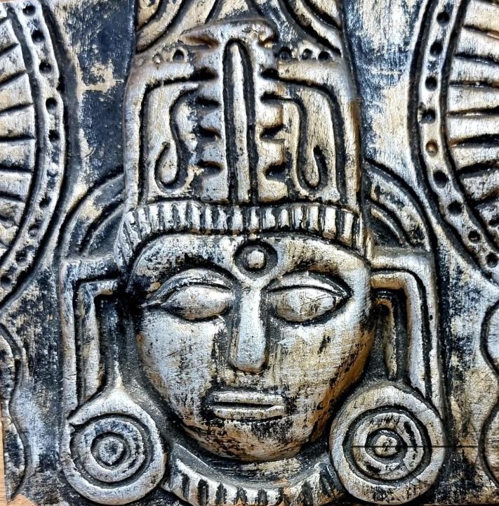 Silver image in terracotta of a local tribal chief, adorns the showcase inside the State Museum in Agartala