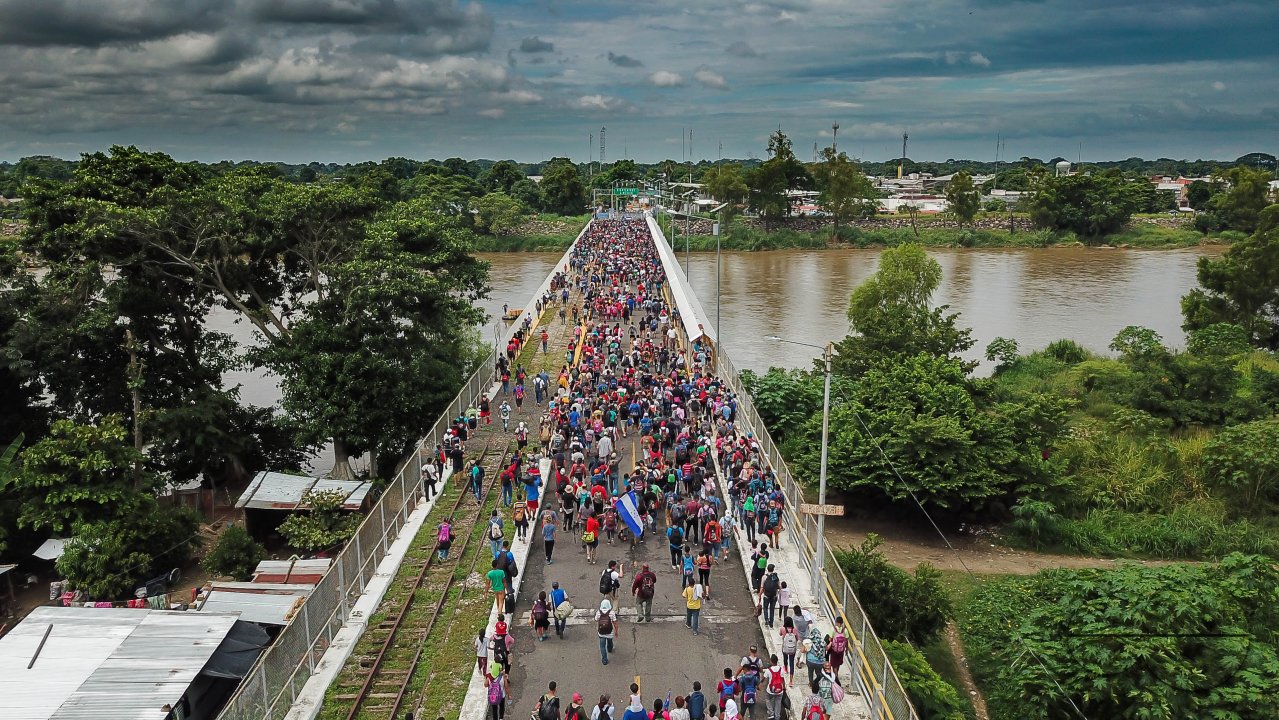 Migrant Caravan from Honduras from Above