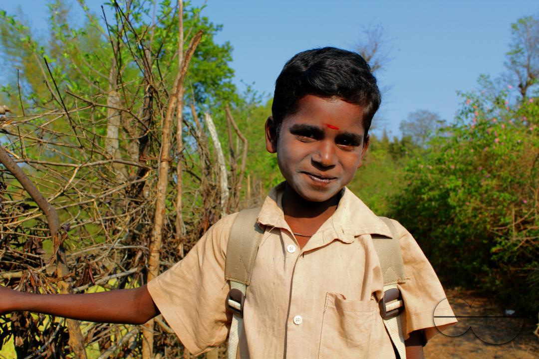 Portrait of a Indian school boy at a rural village