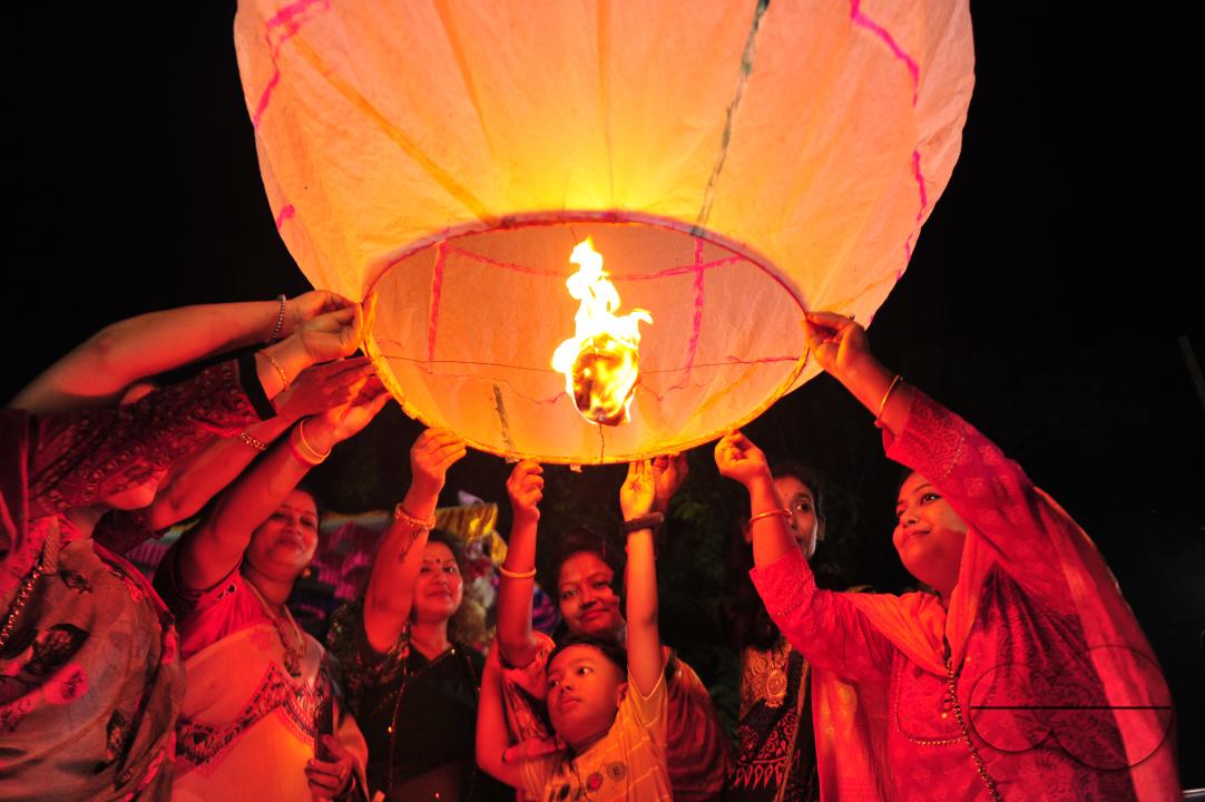 Buddhists religious followers are lighting fire sparks to celebrate Prabarana Purnima 2023 at Buddhist temples in Sylhet