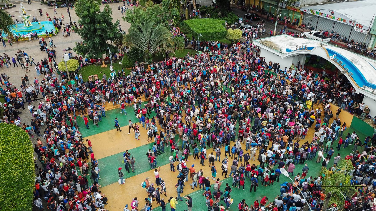 Migrant Caravan from Honduras from Above