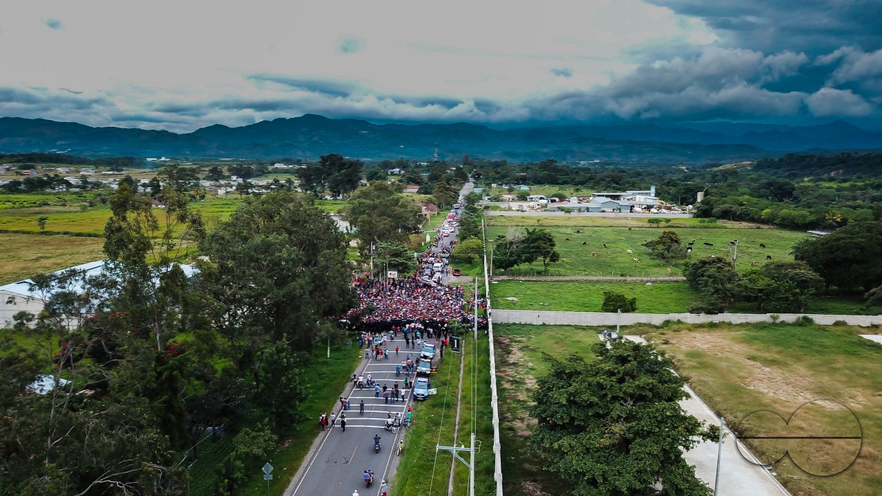 Migrant Caravan from Honduras from Above