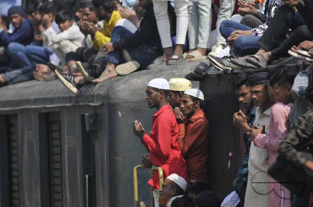 Thousands of Muslim devotees are returning home on an overcrowded train after attending the final prayer of Bishwa Ijtema 2nd phase, which is considered the world's second-largest Muslim gathering after Hajj in Mecca