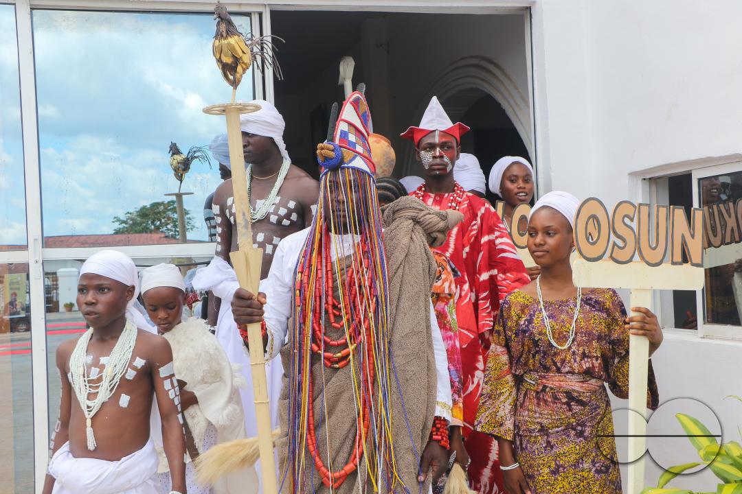 People gather to observe the Olojo Festival celebration at Ile-Ife, in Osun state