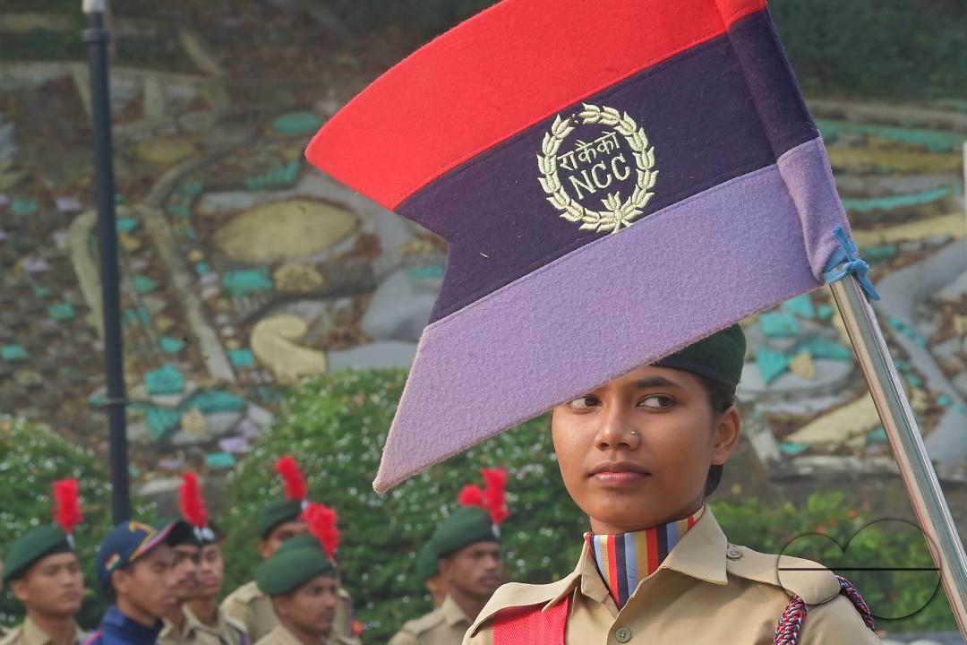 NCC cadets are seen celebrating the 76th NCC Day in the presence of the Governor of Tripura, N