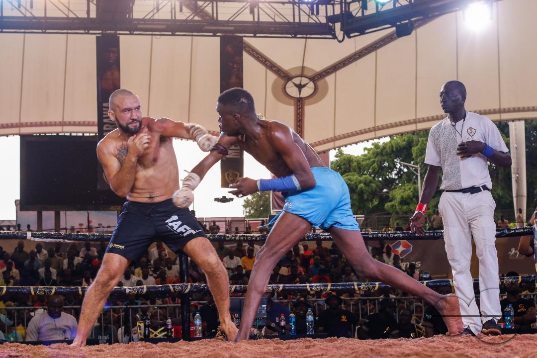 Dambe boxers fight during the Dambe Warriors Supper fight 3 Tournament in Abuja, Nigeria.