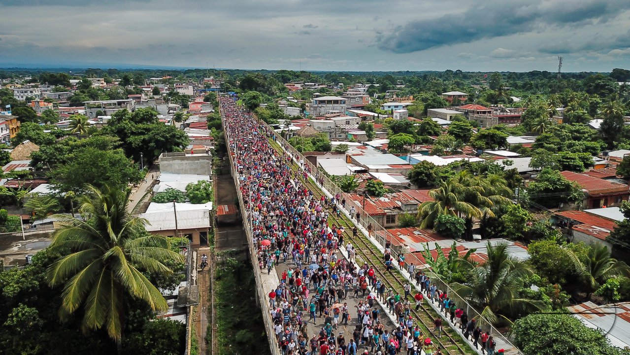 Migrant Caravan from Honduras from Above
