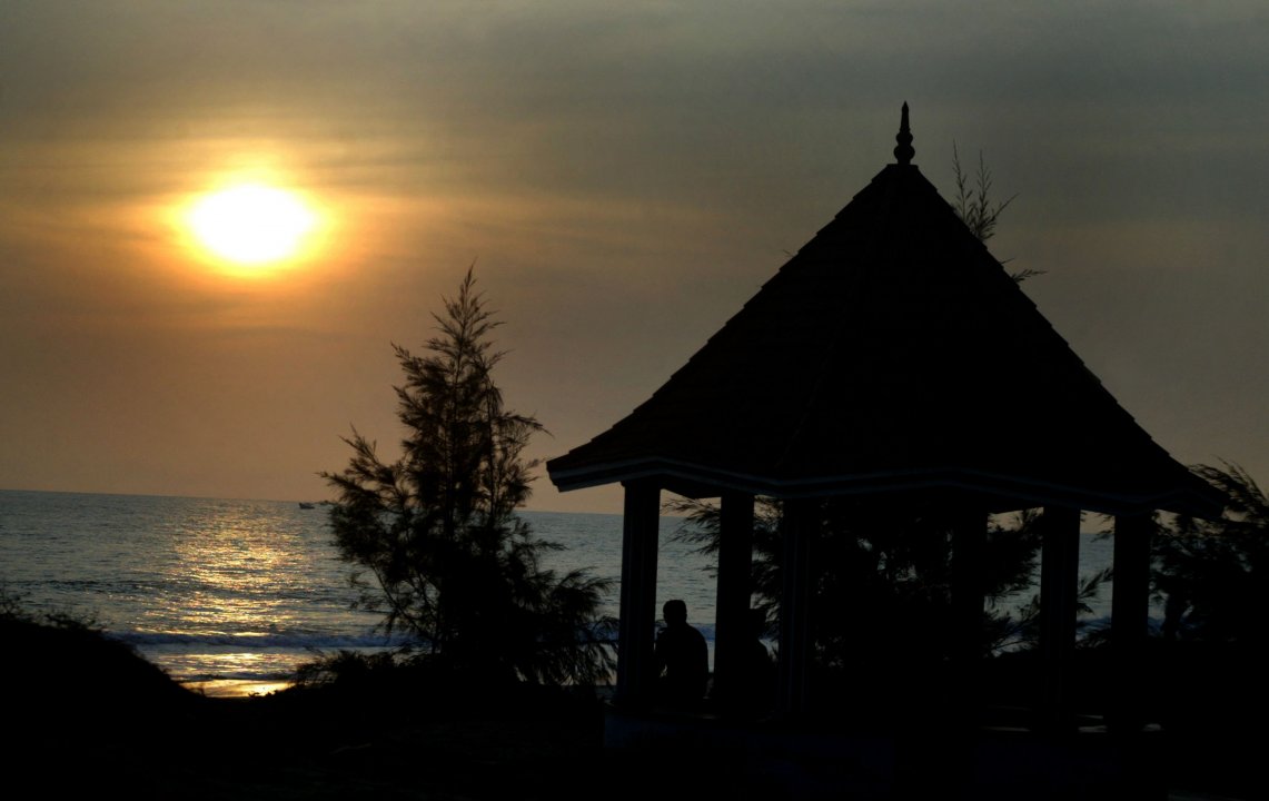 A destroyed beach is seen after tsunami in Kannyakumari